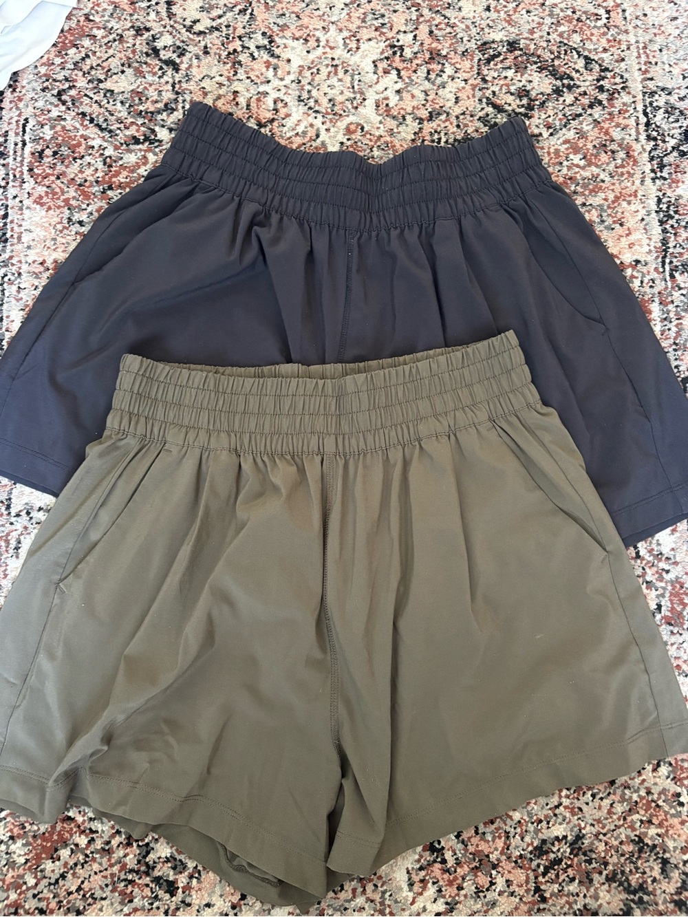 Vuori Women's Athletic Shorts in Black and Olive